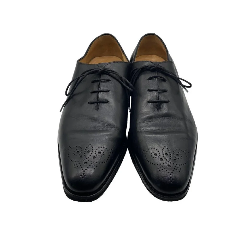 Dapper Mens Oxfords Dress Shoes Laser Cut Design Lace Up Black Leather Size 12?